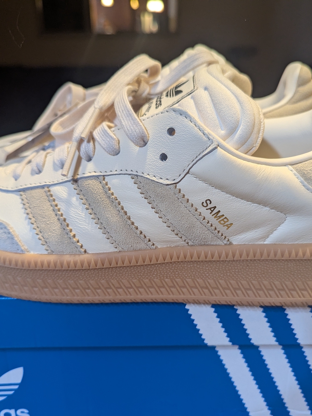 adidas Samba XLG Cream Leather Sneakers with Gum Sole